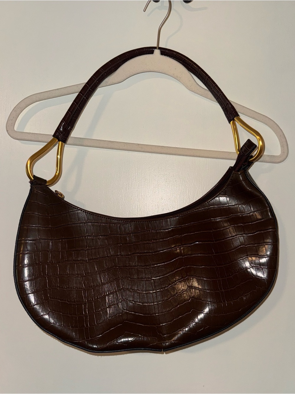 Brown crocodile purse